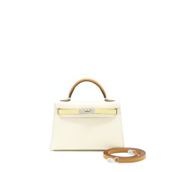 Hermes Mini Kelly Ⅱ epsom Nata/ Sesame / Jaune Poussin SHW stamp Z