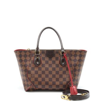 Louis Vuitton Top Handle Tote Bag With Strap Damier Ebene/Red GHW