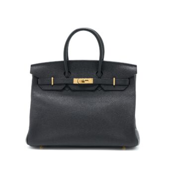 Hermes Birkin 35 Fjord Black GHW Stamp Square Q