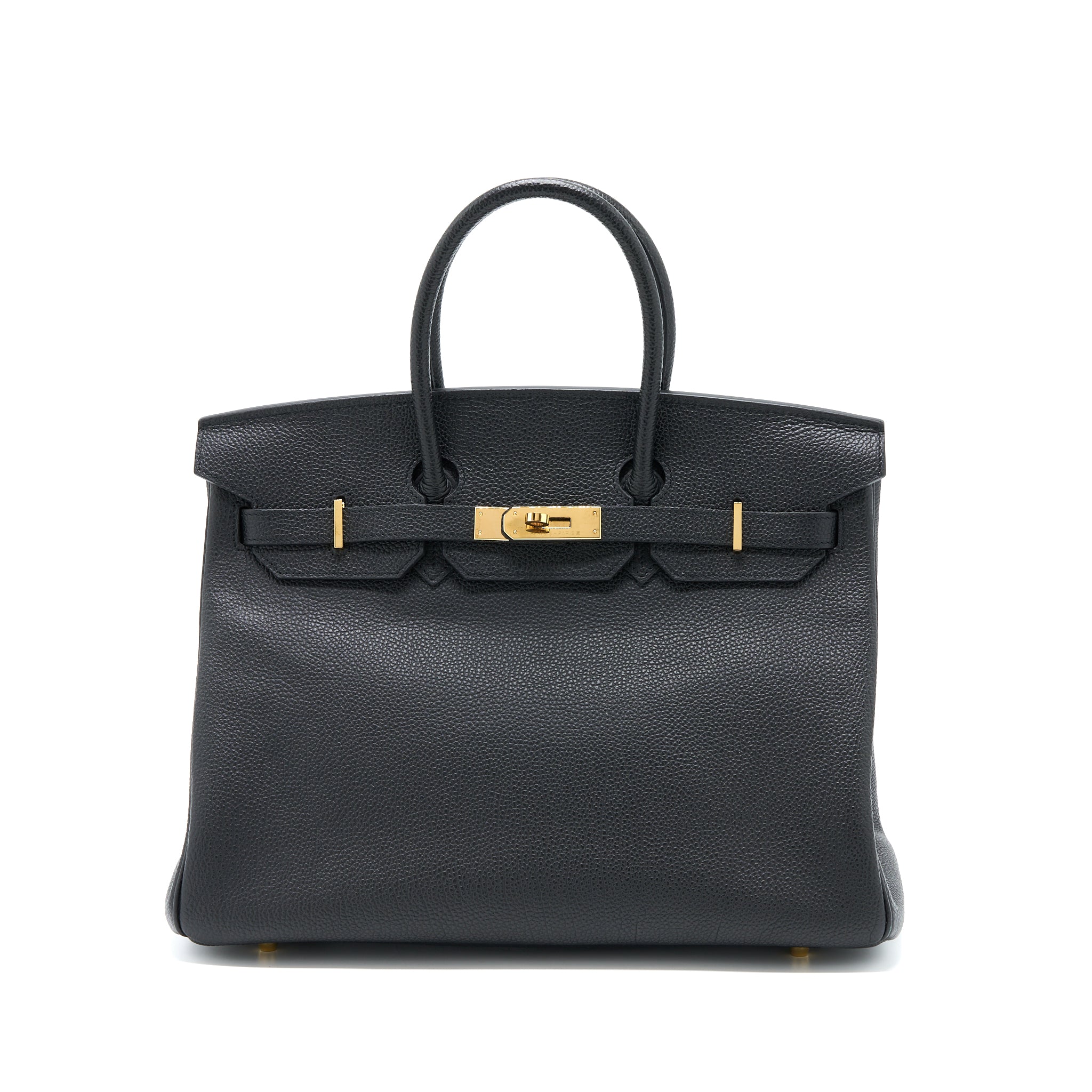 Hermes Birkin 35 Fjord Black GHW Stamp Square Q