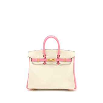 Hermes Birkin 25 Special Order Swift Craie/Rose Azalee GHW Stamp U
