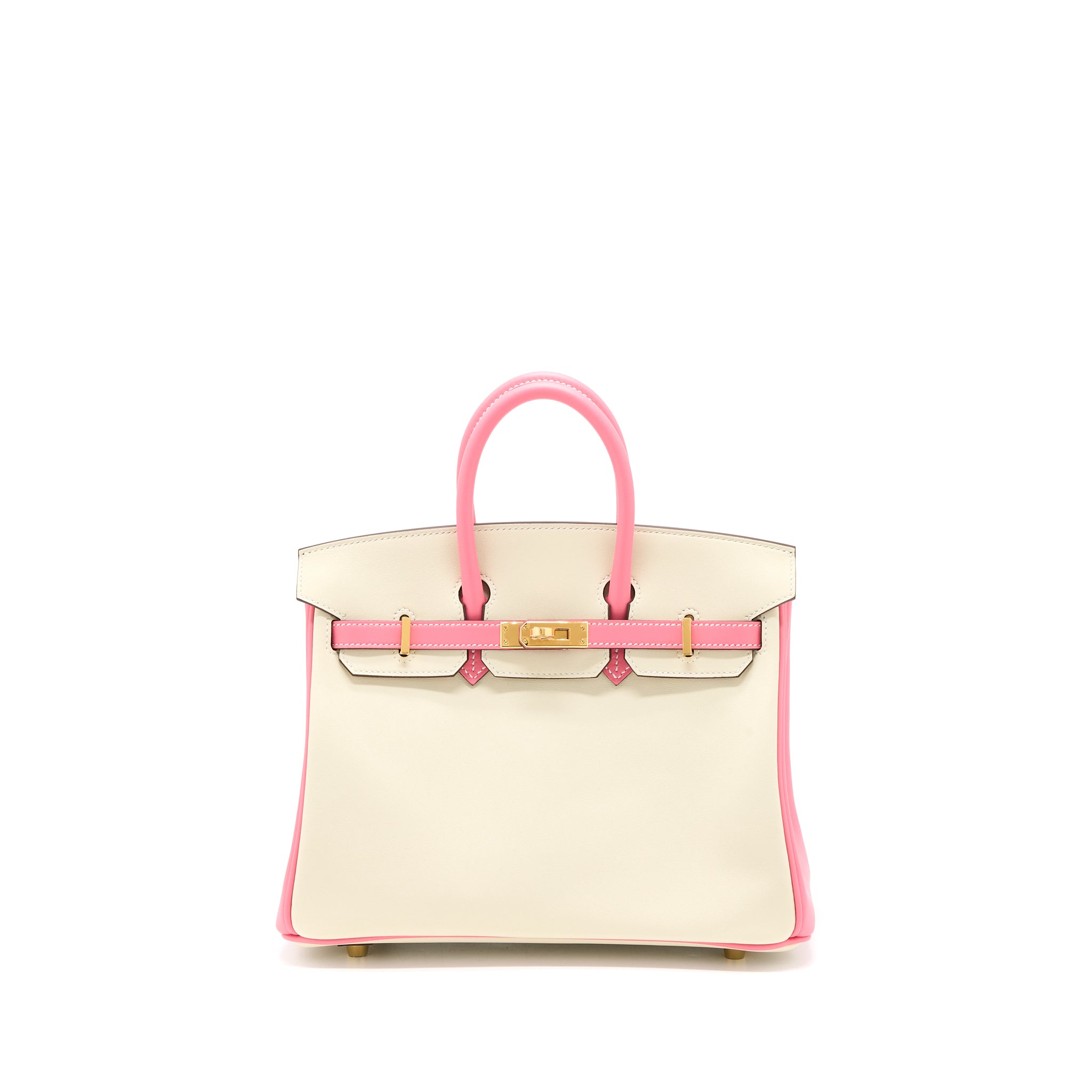 Hermes Birkin 25 Special Order Swift Craie/Rose Azalee GHW Stamp U