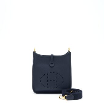 Hermes Mini Evelyne Clemence Blue Nuit/Blue Indigo GHW Year 2020