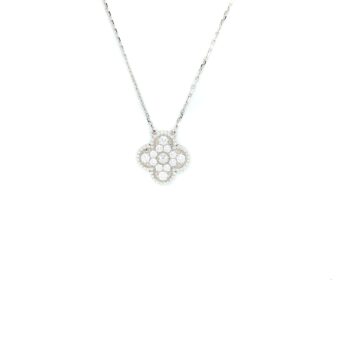 Van Cleef & Arpels Vintage Alhambra Pendant, White Gold With Diamonds