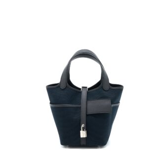 Hermes Picotin Cargo 18 Lock Bag Swift/Toile Canvas Black SHW Stamp U