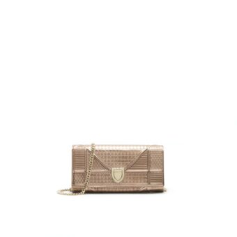 Dior Diorama metallic Pink Wallet with Chain