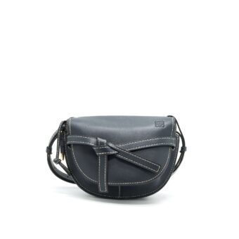 LOEWE Small Gate Leather Saddle Bag Midnight Blue