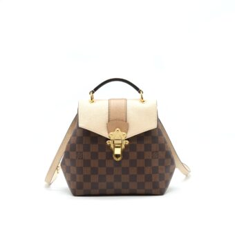 LOUIS VUITTON Clapton Backpack Damier Ebene Leather Brown