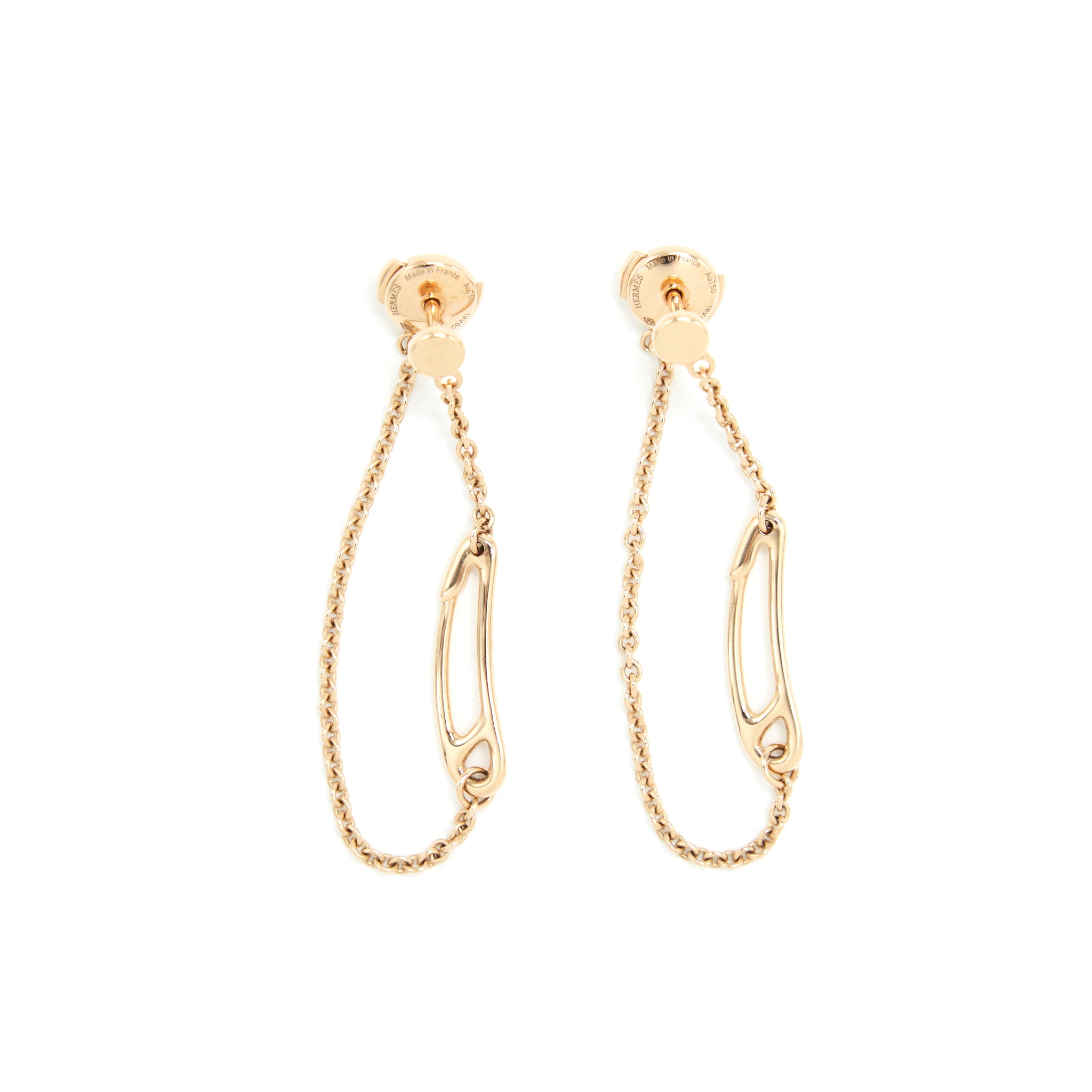 Hermes Chaine D'ancre Mini Punk Earrings Rose Gold