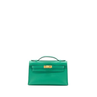 Hermes Kelly Pochette Swift U4 Vert Vertigo GHW Stamp C