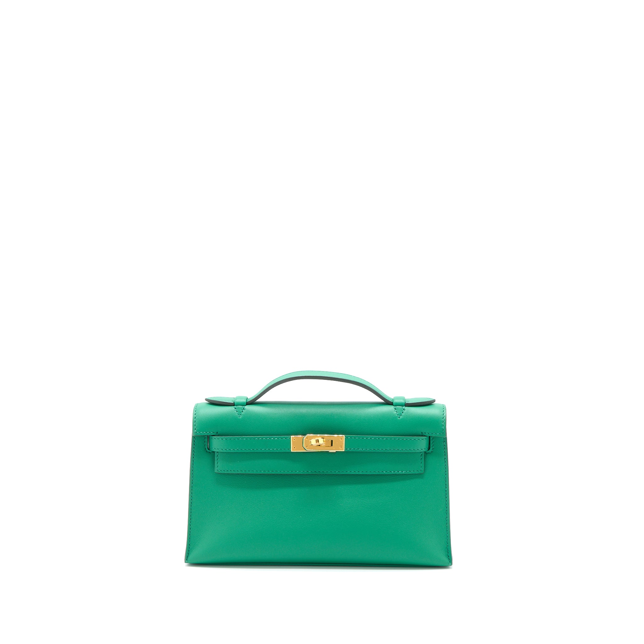 Hermes Kelly Pochette Swift U4 Vert Vertigo GHW Stamp C