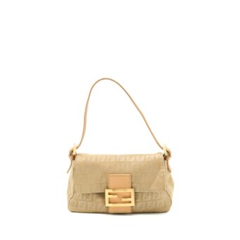 Fendi Mini Mamma Baguette Canvas Beige GHW