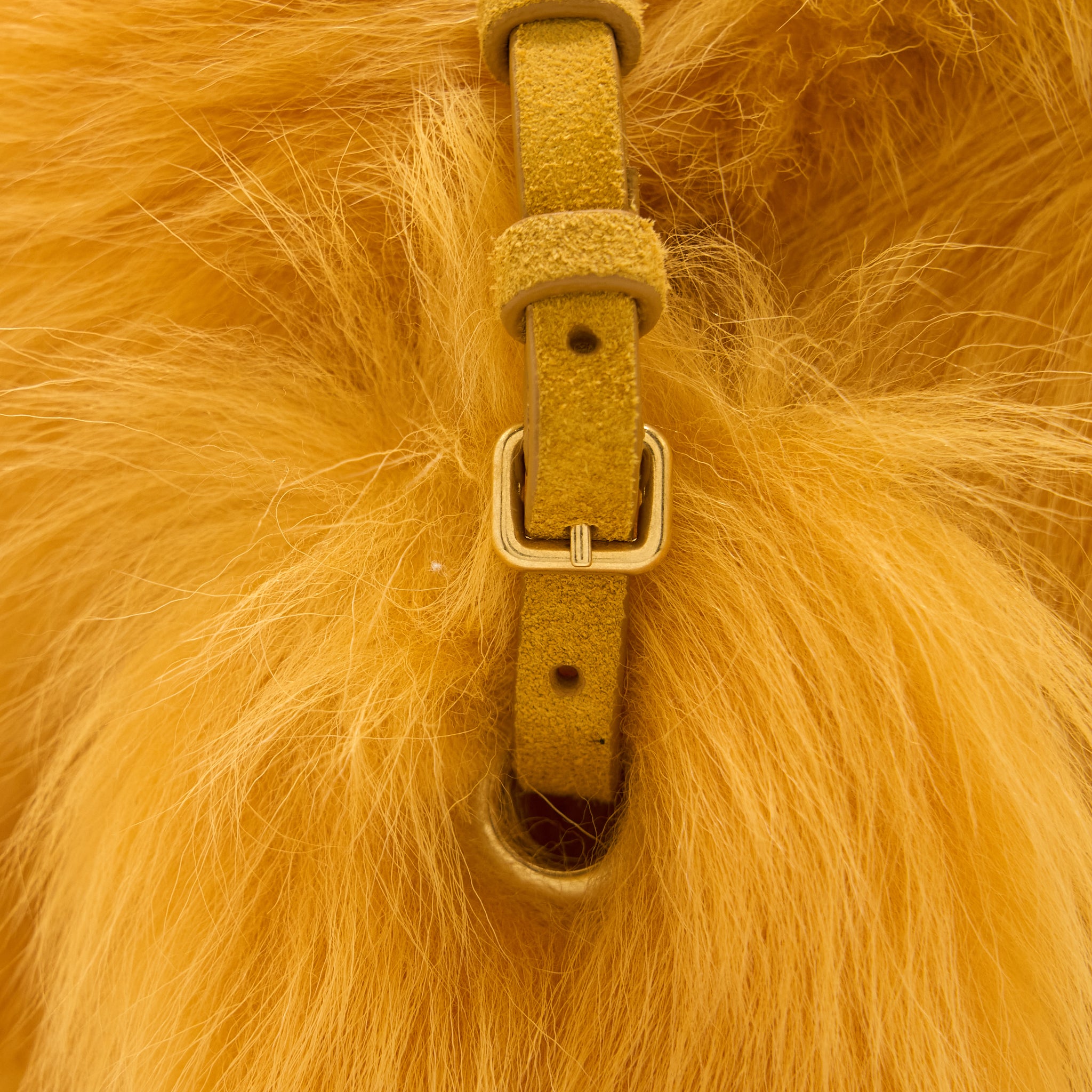 Miumiu Shearling Shoulder Bag Suede Lining Yellow GHW - Image 7