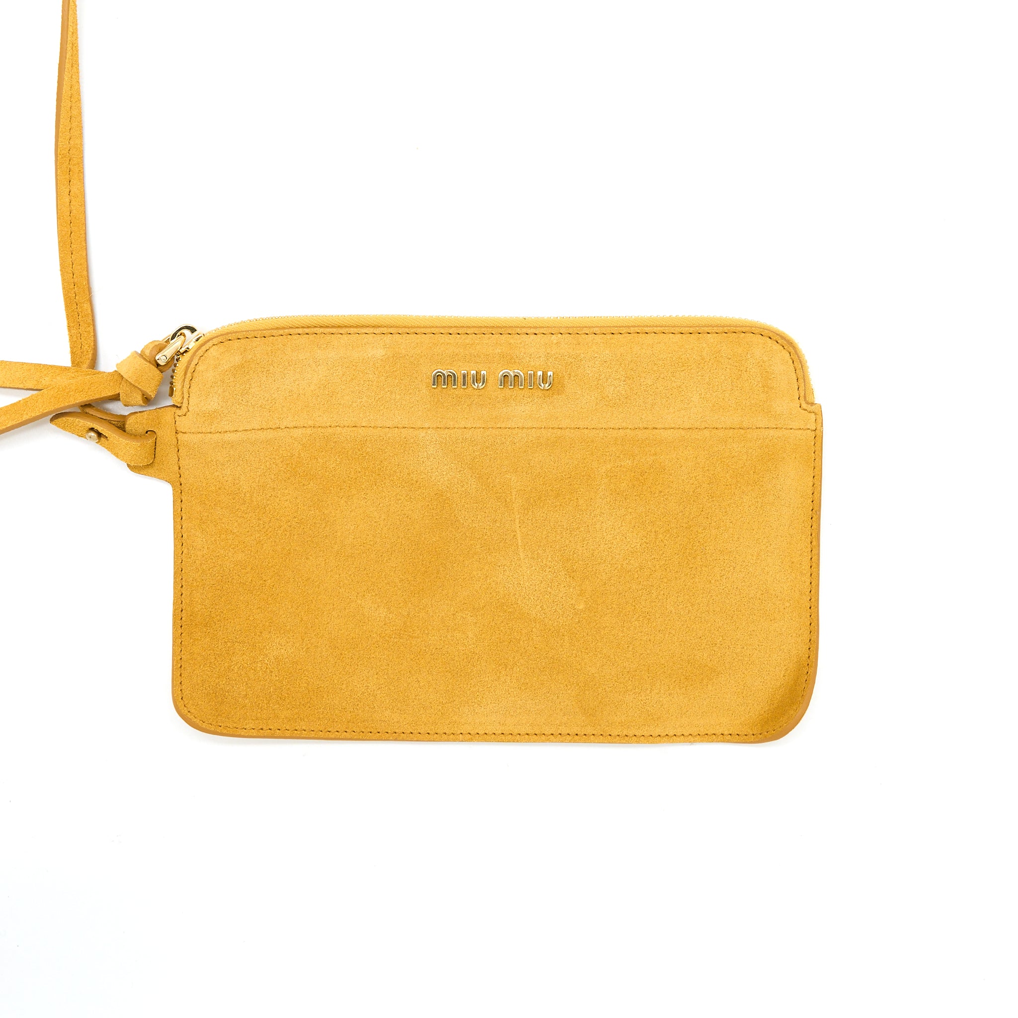 Miumiu Shearling Shoulder Bag Suede Lining Yellow GHW - Image 10