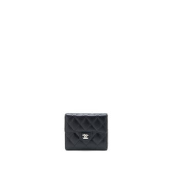 Chanel Small Classic Compact Wallet Lambskin Black SHW