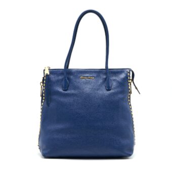 Miu Miu Blue Studded Tote Bag