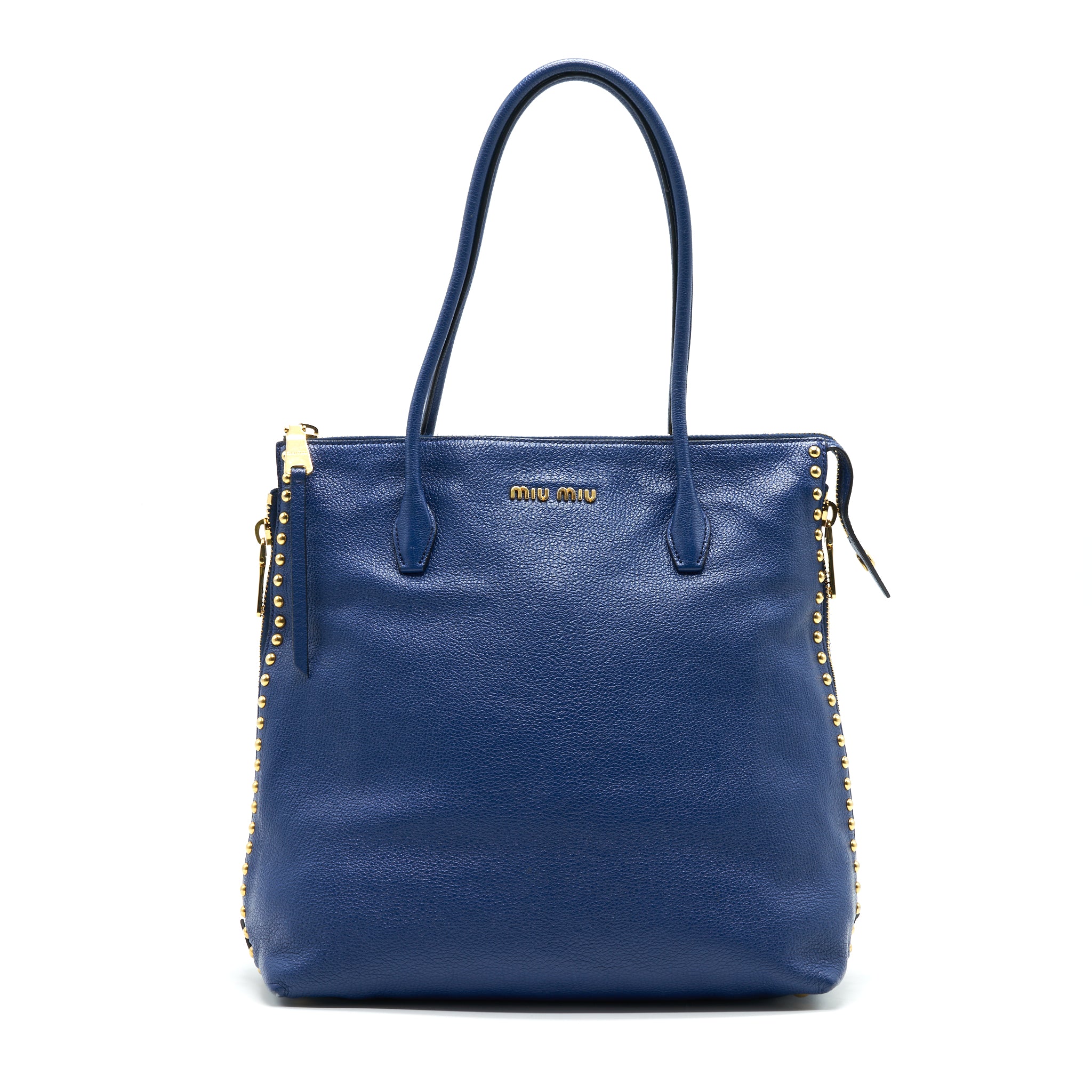 Miu Miu Blue Studded Tote Bag