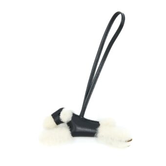 Hermes Budy Shearing Bag Charm Ecru / Black