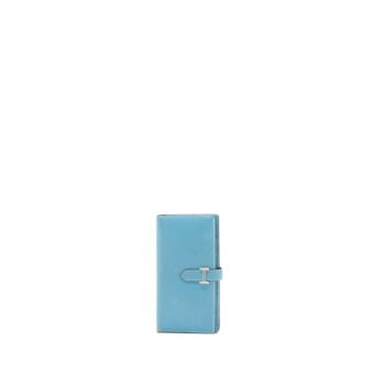 Hermes Bearn Long Wallet Epsom Blue SHW Stamp Square N