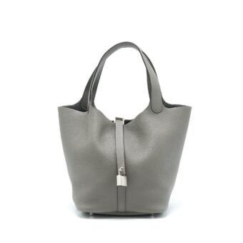 Hermes Picotin 22 Lock Bag Clemence 0L Gris Meyer SHW Stamp U