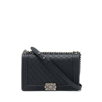 Chanel New Medium 28cm Boy Bag Caviar Black Ruthenium SHW