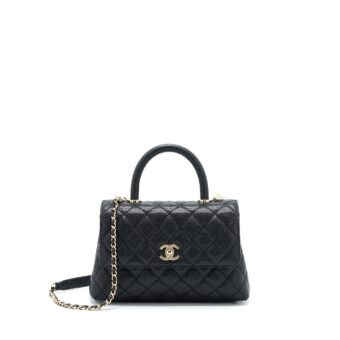 Chanel Small Coco Handle Caviar Black LGHW (Microchip)