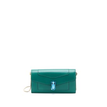 Bvlgari Serpenti Forever Wallet On Chain Calfskin Green