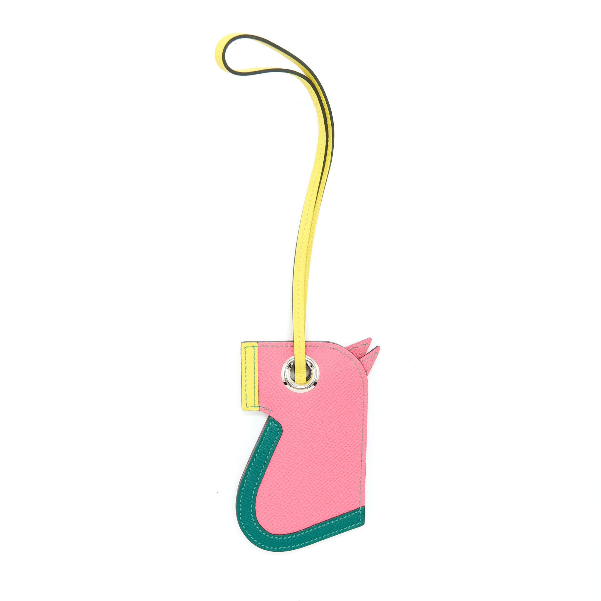 Hermes Camail Key Ring Rose Azalee/ Mala /Lime