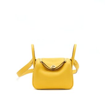 Hermes Mini Lindy 9D Jaune Ambre GHW Stamp D