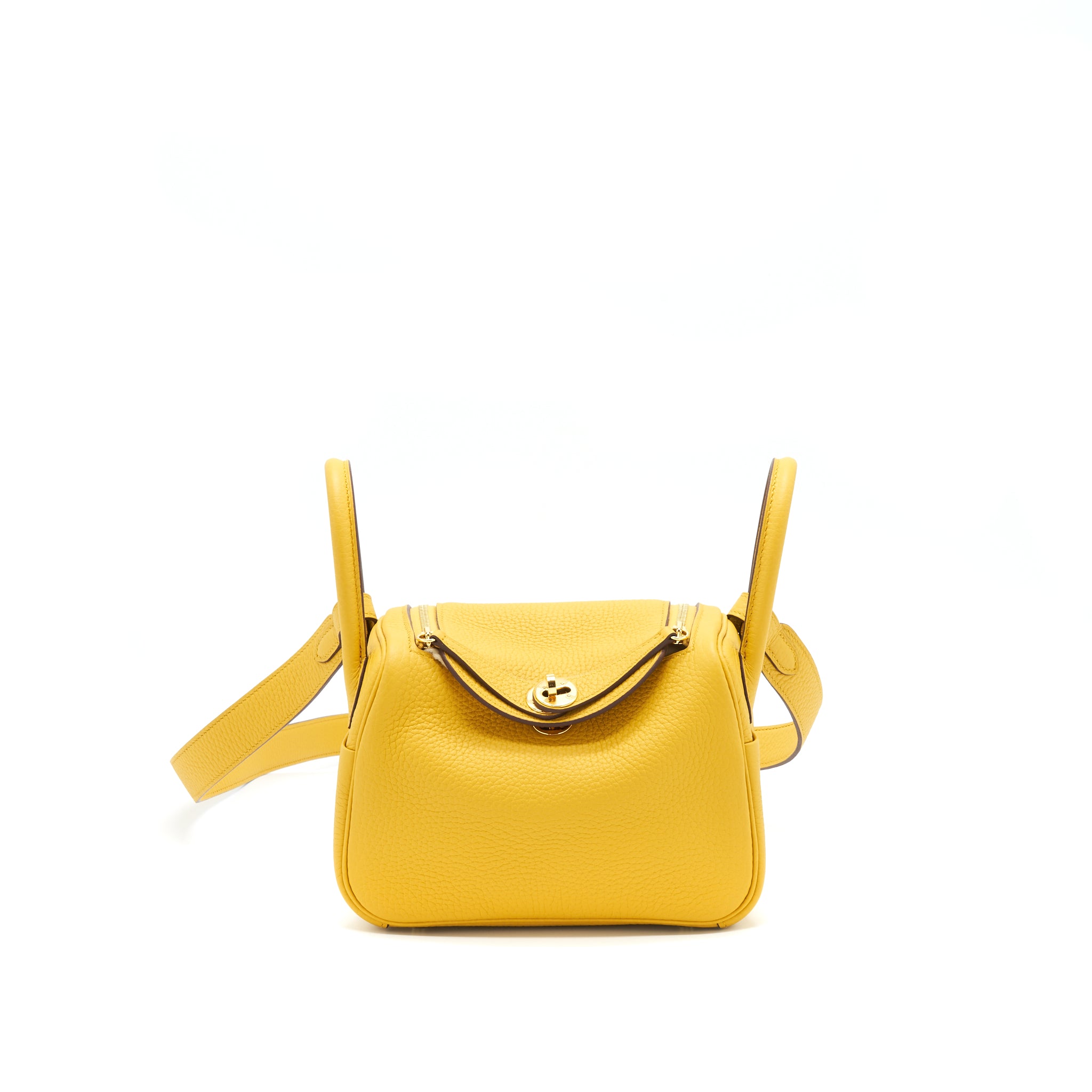 Hermes Mini Lindy 9D Jaune Ambre GHW Stamp D