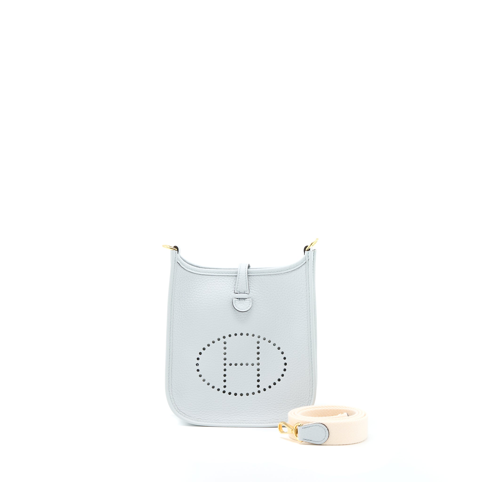 Hermes Mini Evelyn Clemence Blue Pale/Nata GHW Stamp U