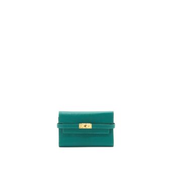 Hermes Kelly Compact Wallet Green Epsom GHW Stamp A