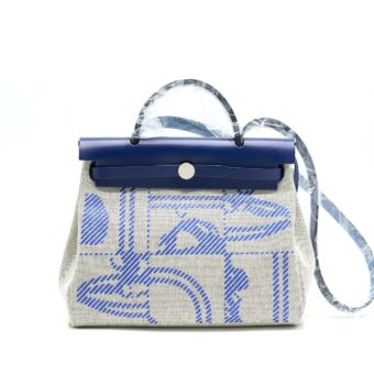 Hermes Herbag Zip 31 Retourne Bag Blue De France/ Ecru Stamp Z