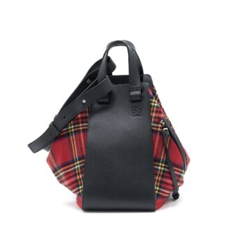 Loewe Hammock Tartan Bag Black/Red Tartan Calf/Textile SHW