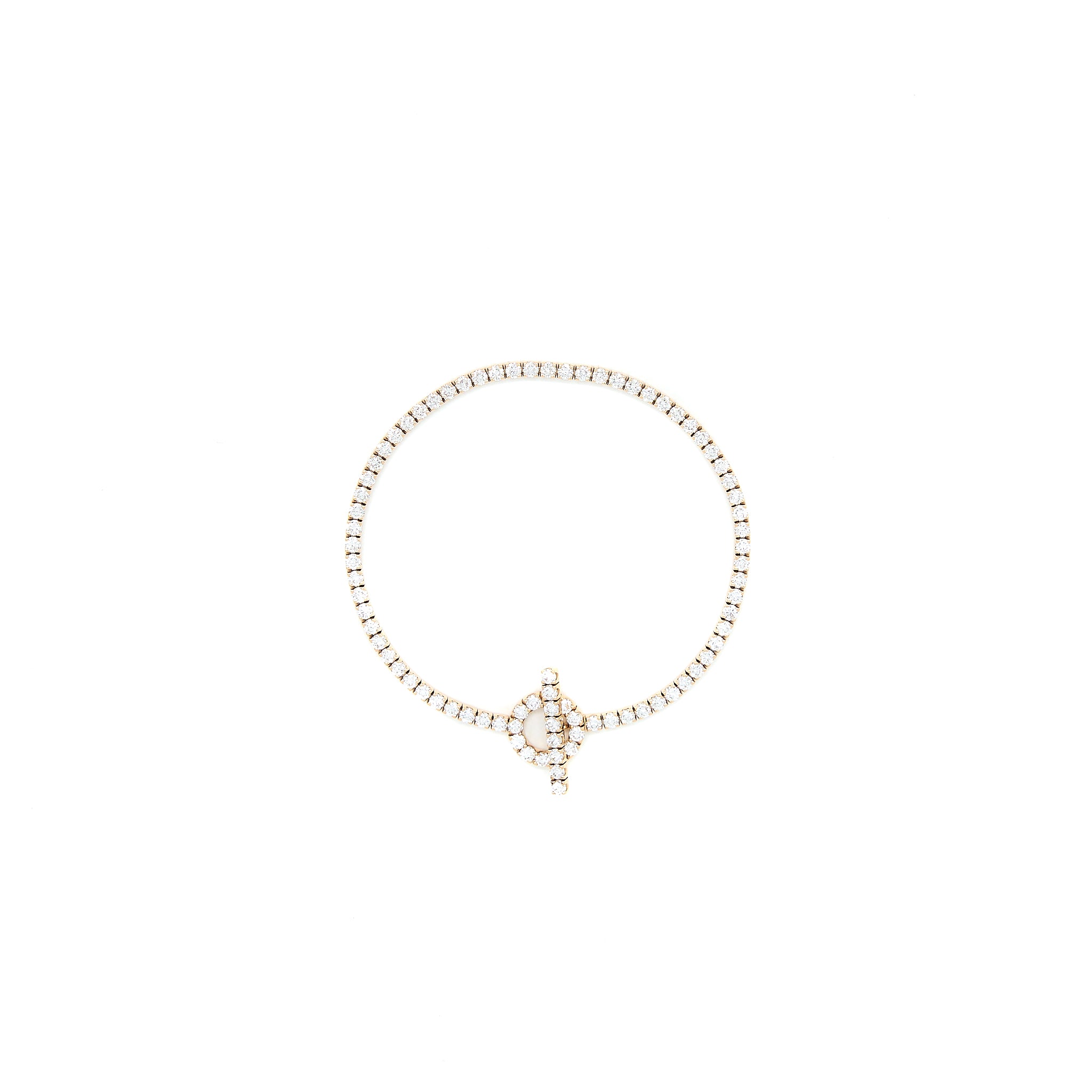 Hermes Size SH Finesse Bracelet Rose Gold With Full Diamonds