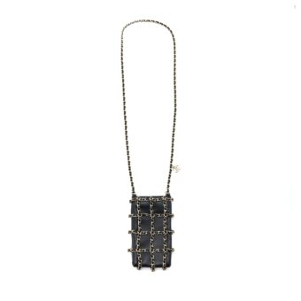 Chanel Phone Pouch with Chain Lambskin Black LGHW