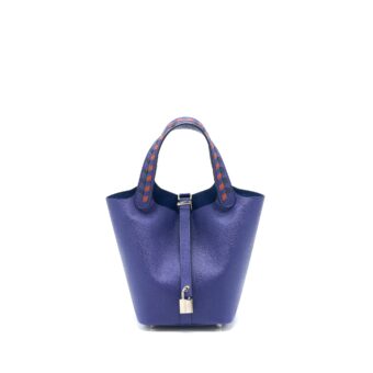 Hermes Picotin 18 Lock Bag Epsom Blue Encre/Brique/Noir SHW Stamp D