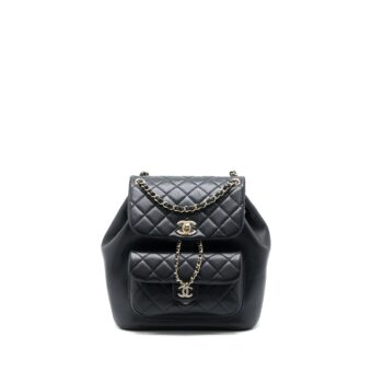 Chanel 23C Large Duma Backpack Calfskin Black LGHW (Microchip)