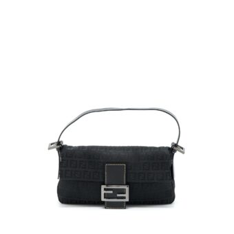 Fendi Zucca Baguette Canvas Black With Silver Hardware