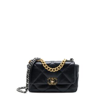Chanel Small 19 Bag Lambskin Black Multicolour Hardware