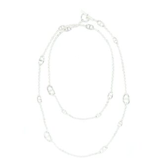 Hermes 120cm Farandole Long Necklace Silver Tone