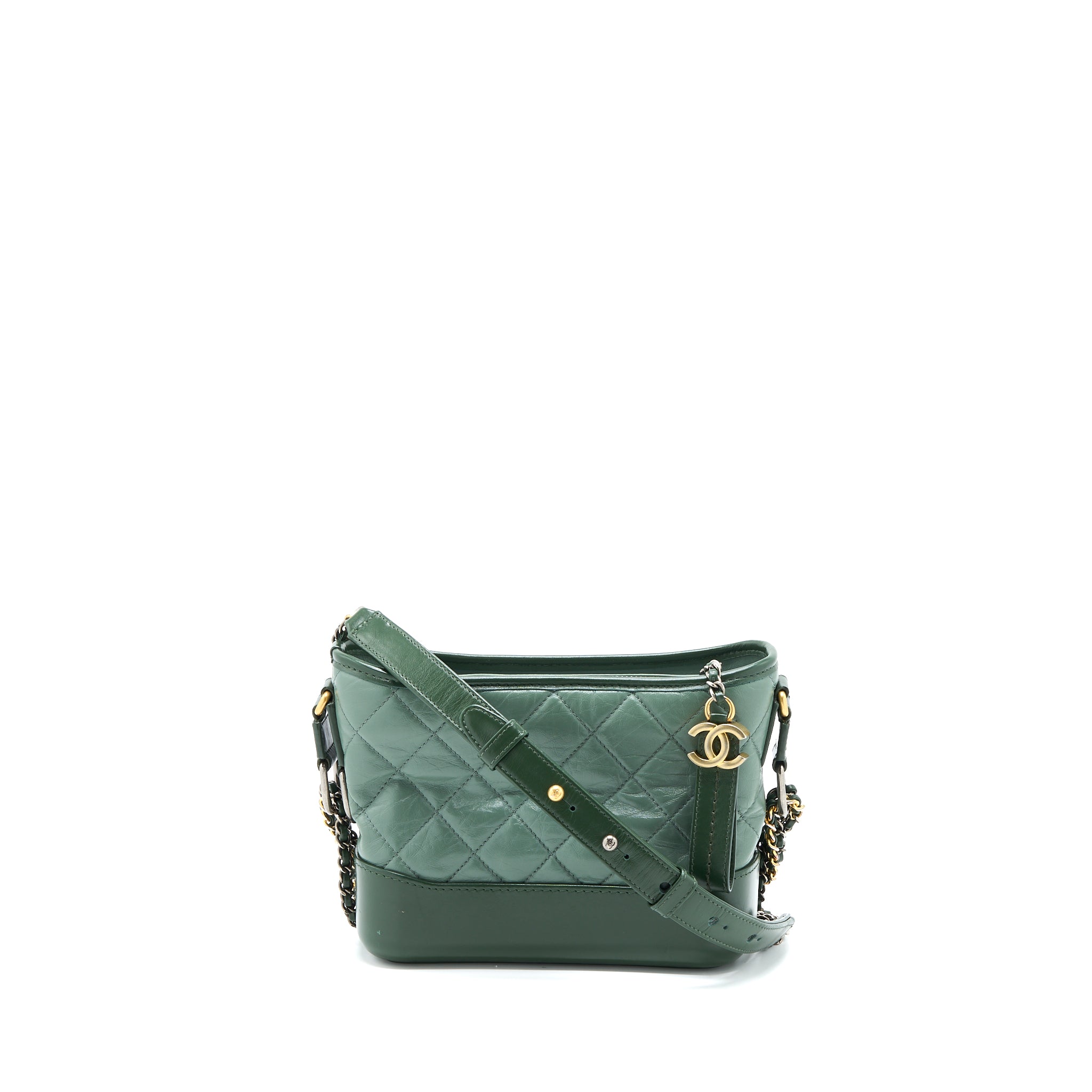 Chanel Small Gabrielle Hobo Bag Aged Calfskin Green Multicolour with Multicolour Hardware