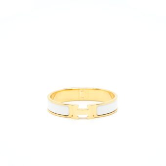 Hermes Size PM Clic H Bracelet White GHW