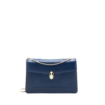 Bvlgari Serpenti Forever Shoulder Bag Calfskin Dark Blue LGHW