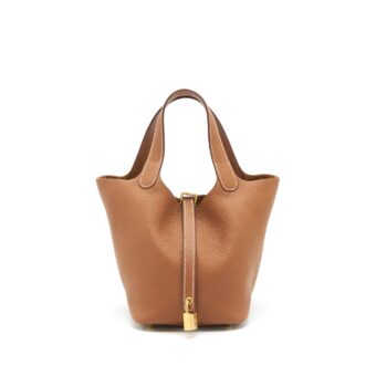 Hermes Picotin 18 Lock Bag Clemence Gold GHW Stamp Z