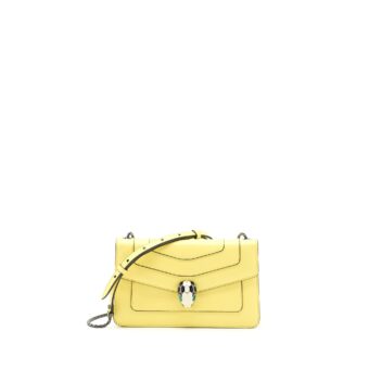 Bvlgari Serpenti Forever Crossbody Bag Calfskin Yellow Black Hardware