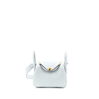 Hermes Mini Lindy Clemence Blue Pale GHW Stamp U