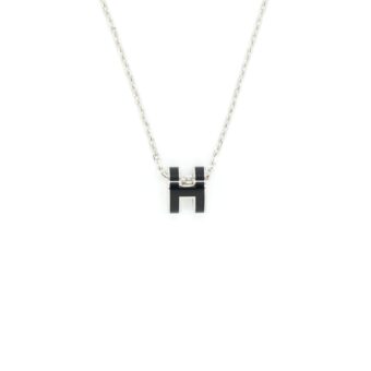 Hermes Mini Pop H Pendant Black SHW