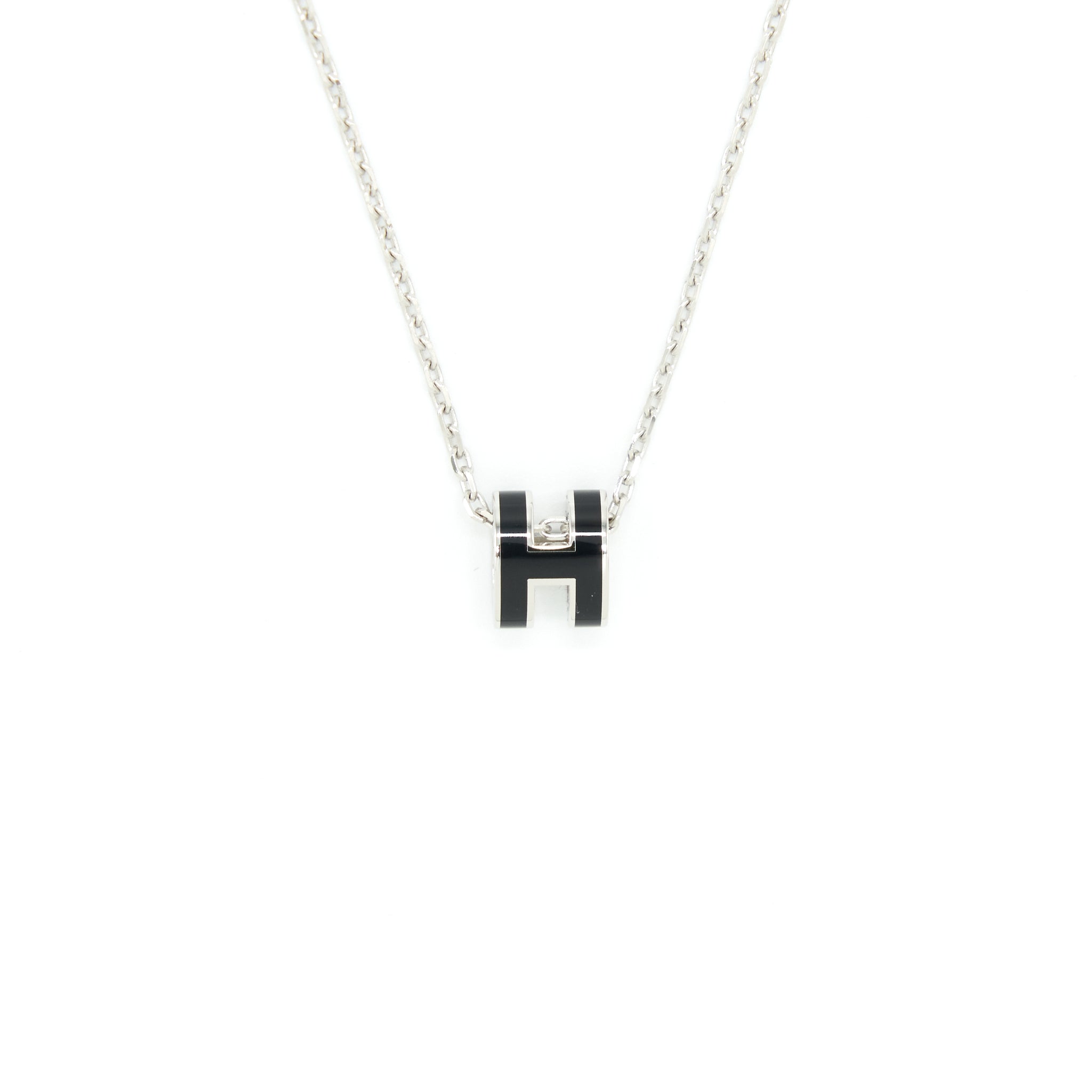 Hermes Mini Pop H Pendant Black SHW
