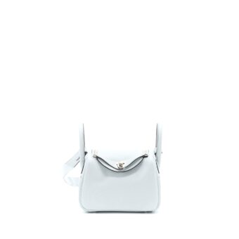 Hermes Mini Lindy Clemence Blue Pale SHW Stamp U